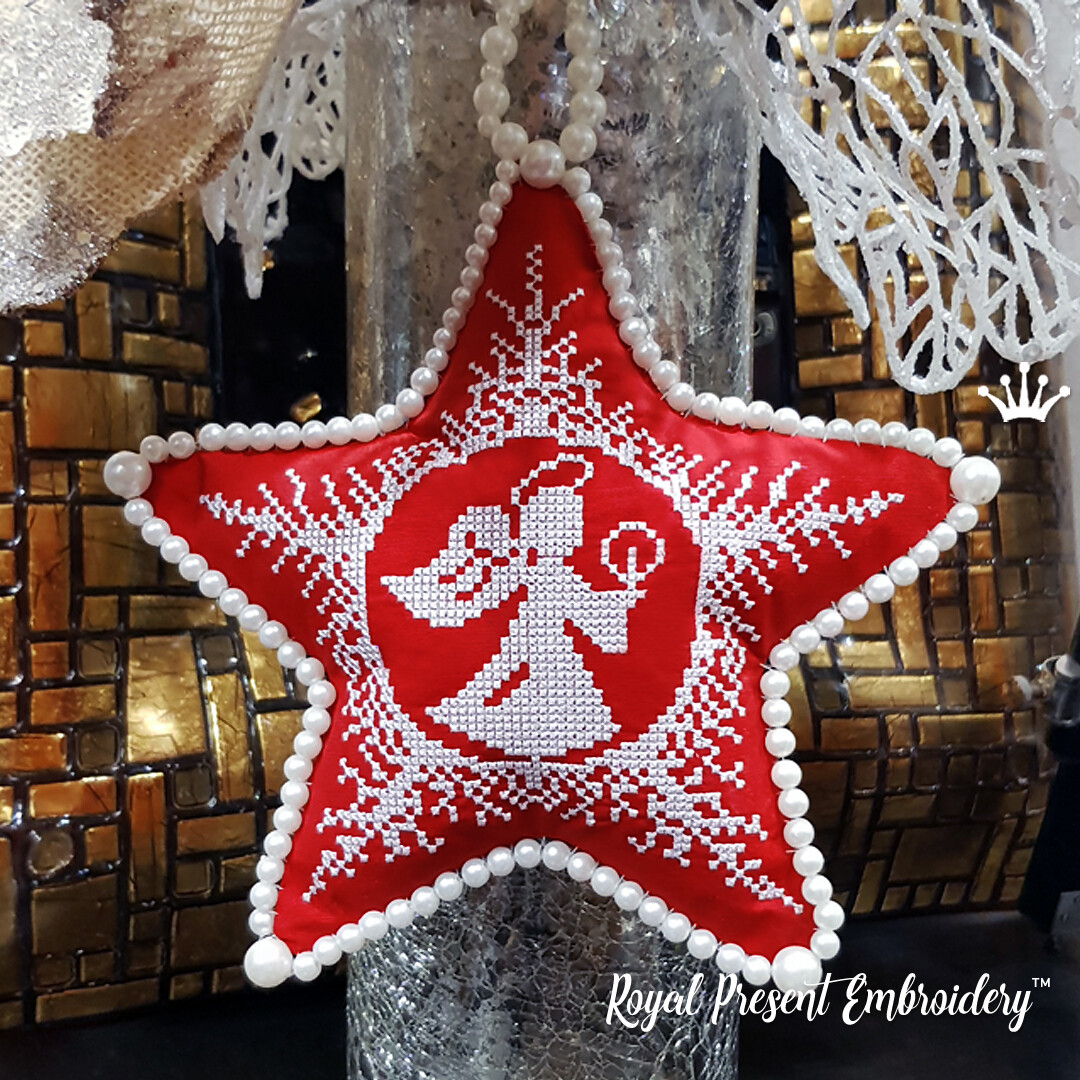 Christmas Angel Cross-stitch Machine Embroidery Design - 4 sizes
