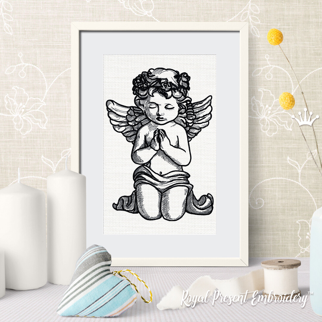 Praying Angel Machine Embroidery Design - 5 sizes