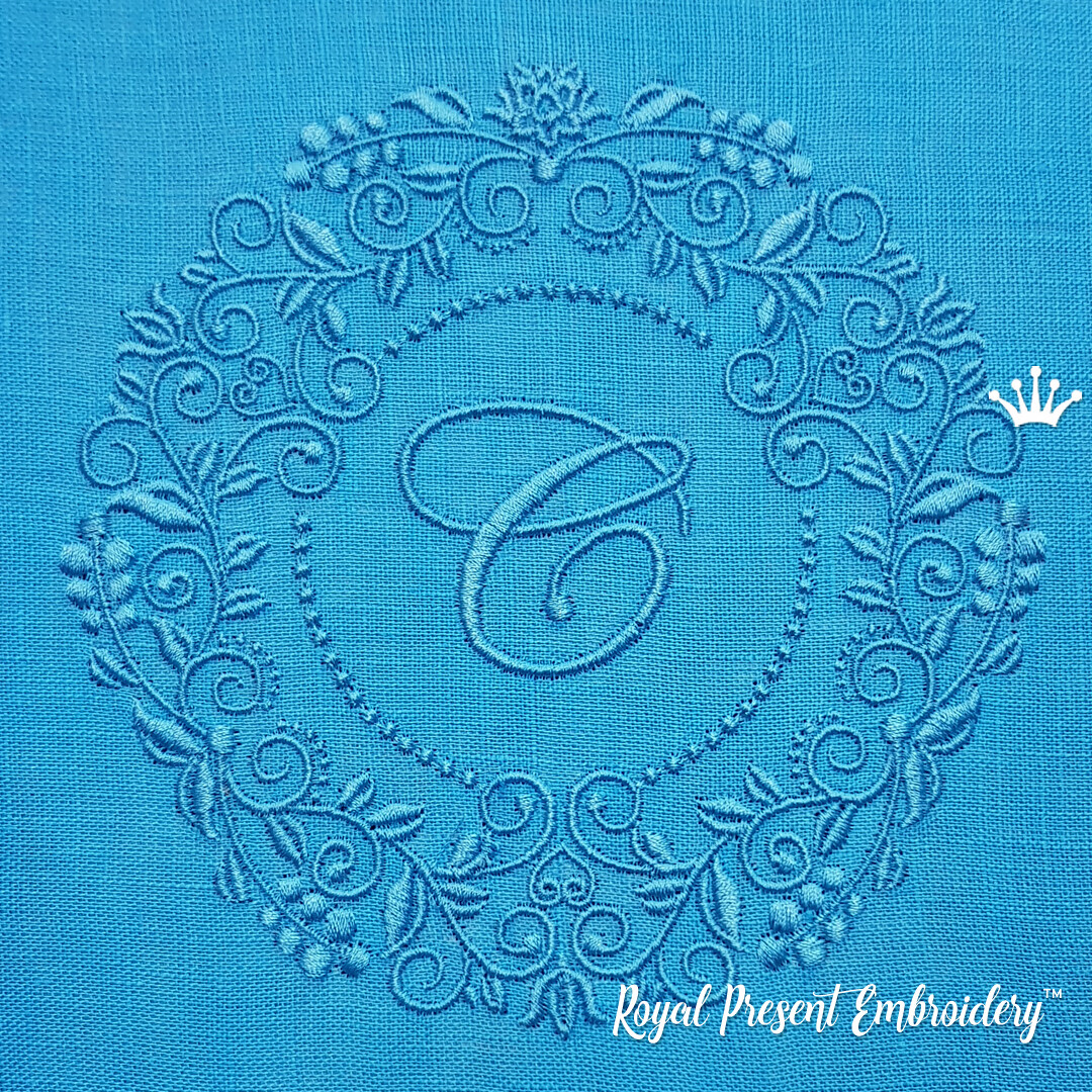 Berry Monogram Frame Machine Embroidery design Royal Present
