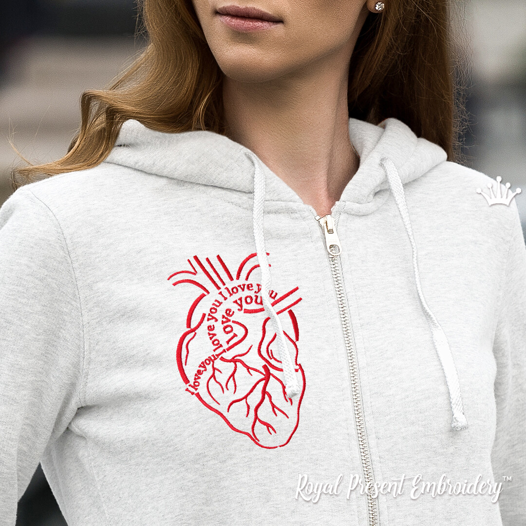 Heart Machine Embroidery Design - 4 sizes