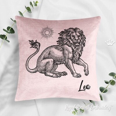 Leo zodiac sign Machine Embroidery Design - 6 sizes