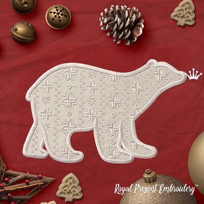 Polar Bear Applique machine embroidery design - 5 sizes