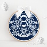 Christmas Ball with Angel and Heart Machine Embroidery Design