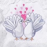 Doves with Hearts Machine Embroidery Design - 4 sizes