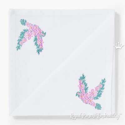 Flower Dove Machine Embroidery Design - 3 sizes