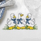 Three Geese Cross Stitch Machine Embroidery Design