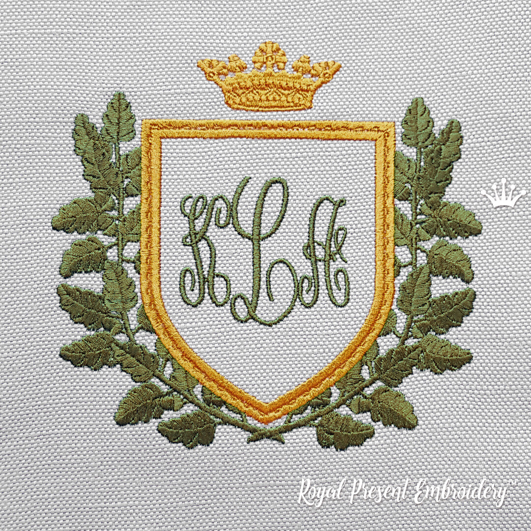 Heraldic Monogram Frame Embroidery Design - 5 sizes