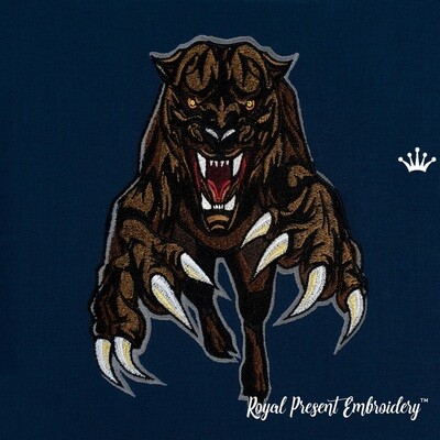 Furious Panther machine embroidery design - 4 sizes