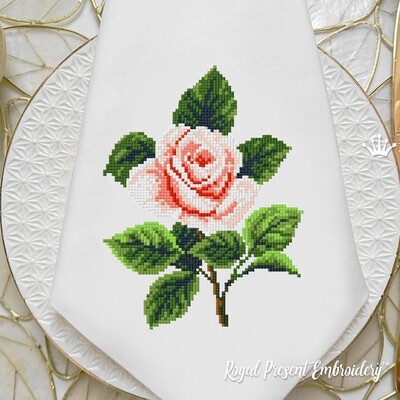 Garden Rose Cross-stitch Machine Embroidery Design - 3 sizes