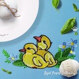 Easter Ducklings with Flowers Machine Embroidery Design - 3 sizes