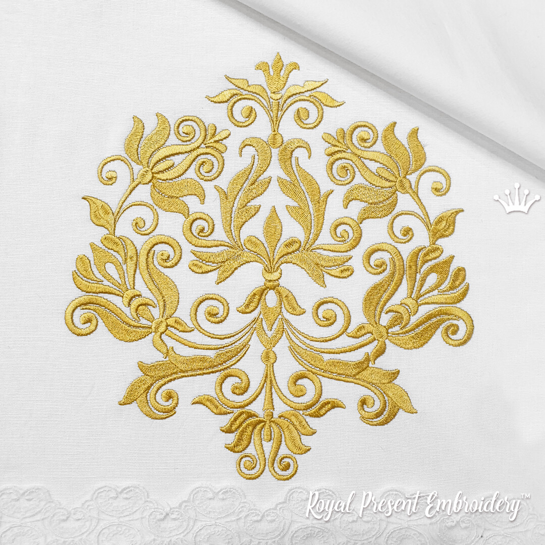 Machine Embroidery Design Vintage style Floral element - 3 sizes