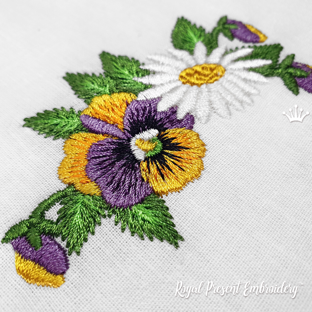 Flower violet digital embroidery pattern Viola tricolor Garden pansy design Pansy machine embroidery design