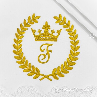 Laurel wreath with Crown Machine Embroidery Design - 3 sizes