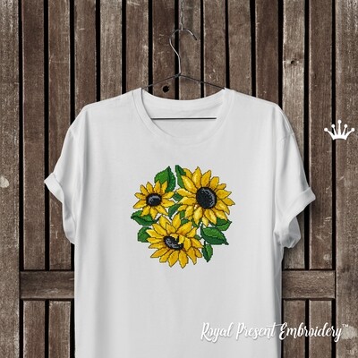 Sunflowers Cross-stitch Machine Embroidery Design