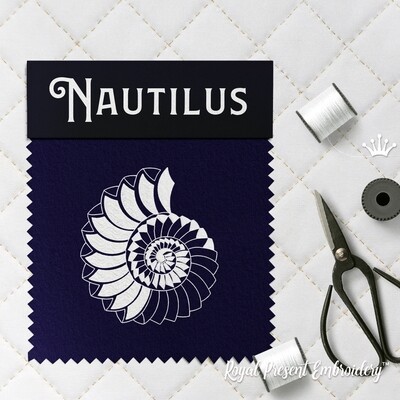 Small SeaShell Nautilus Machine Embroidery Design - 2 sizes