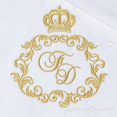 Classic monogram frame with crown Machine Embroidery Design - 4 sizes