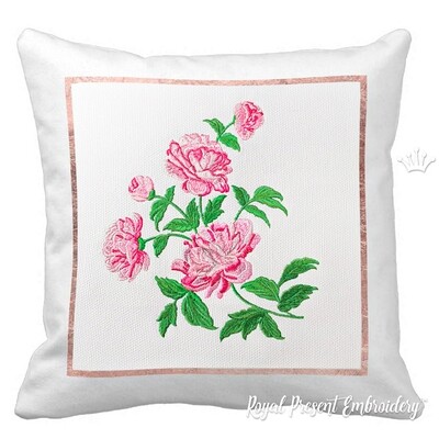 Pink peonies Machine Embroidery Design - 4 sizes