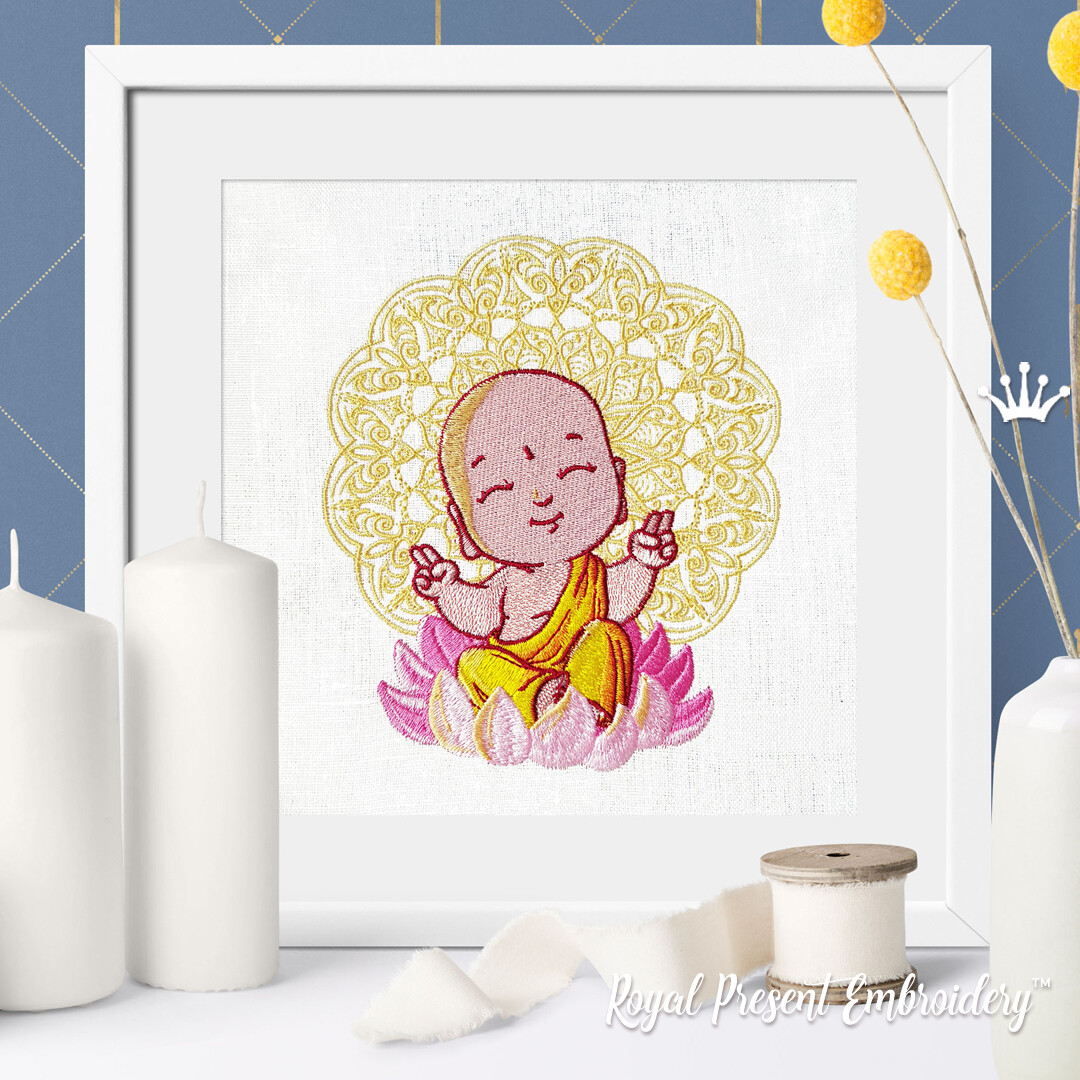 Cute Buddha Machine Embroidery Design - 2 sizes