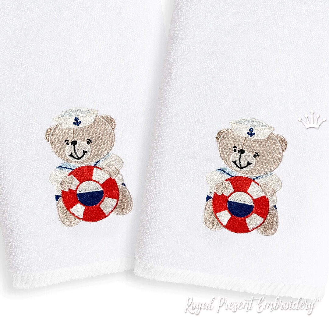 Machine Embroidery Design Little Teddy Bear sailor