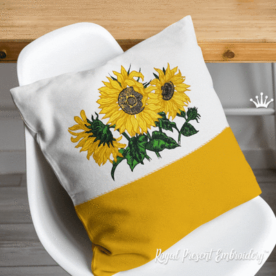 Mega Sunflowers Machine Embroidery Design - 5 sizes