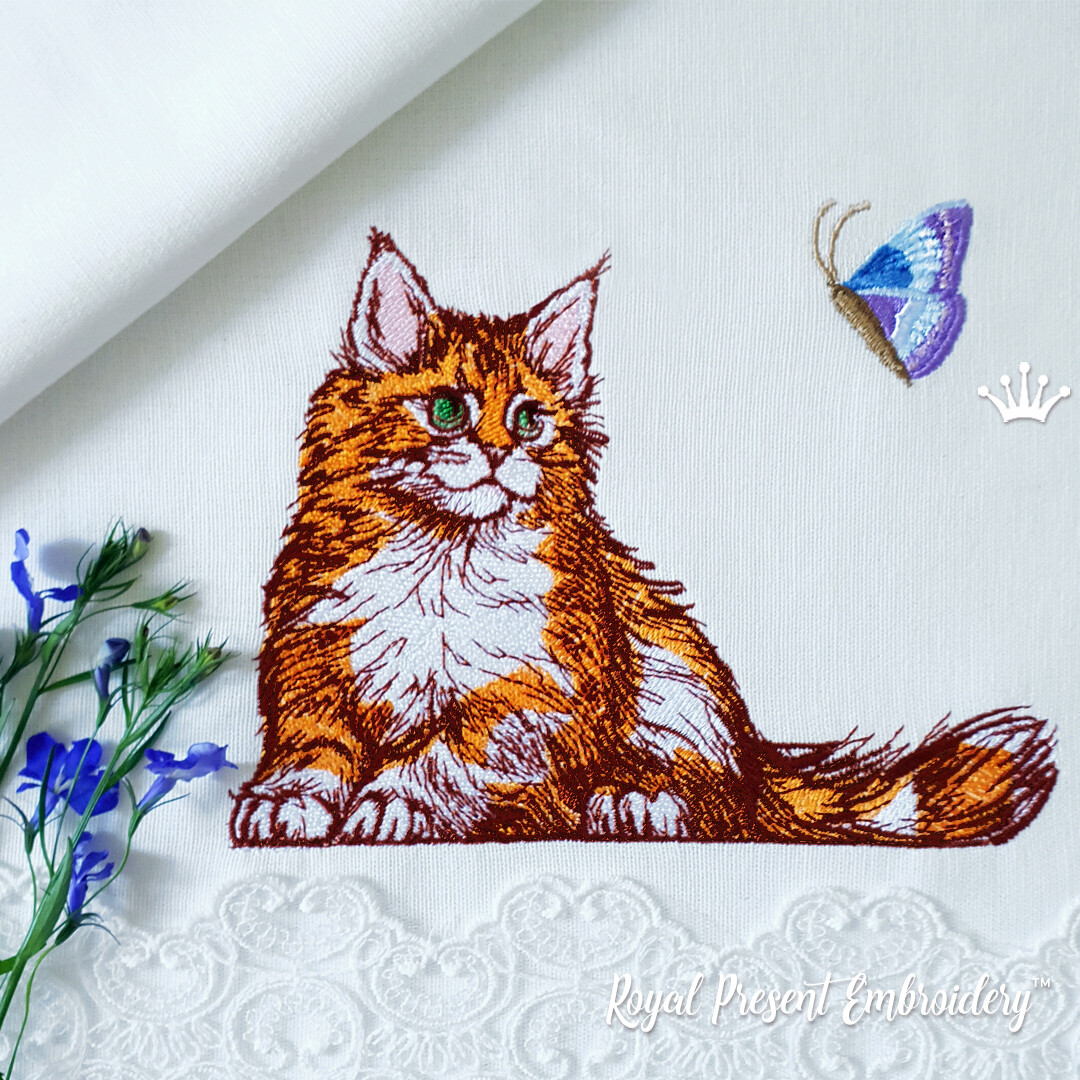 Red Cat Machine Embroidery Design - 7 sizes