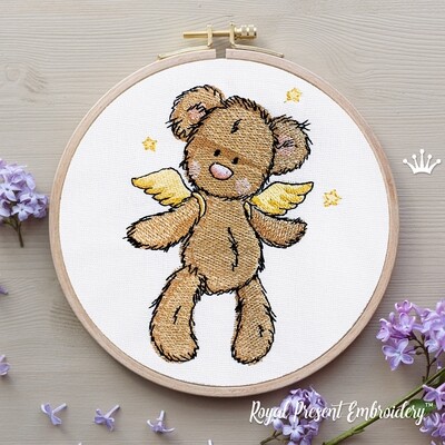 Cute Angel Teddy Bear Machine embroidery design - 4 sizes