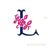 Floral Capital Letter L machine embroidery design - 3 sizes