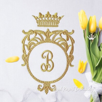 Monogram frame with Crown Embroidery Design - 2 Sizes