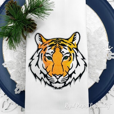 Tiger Head Machine Embroidery Design - 4 sizes