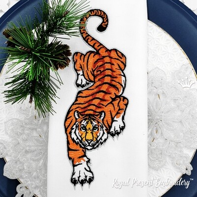 Hunting Tiger Machine Embroidery Design - 6 sizes