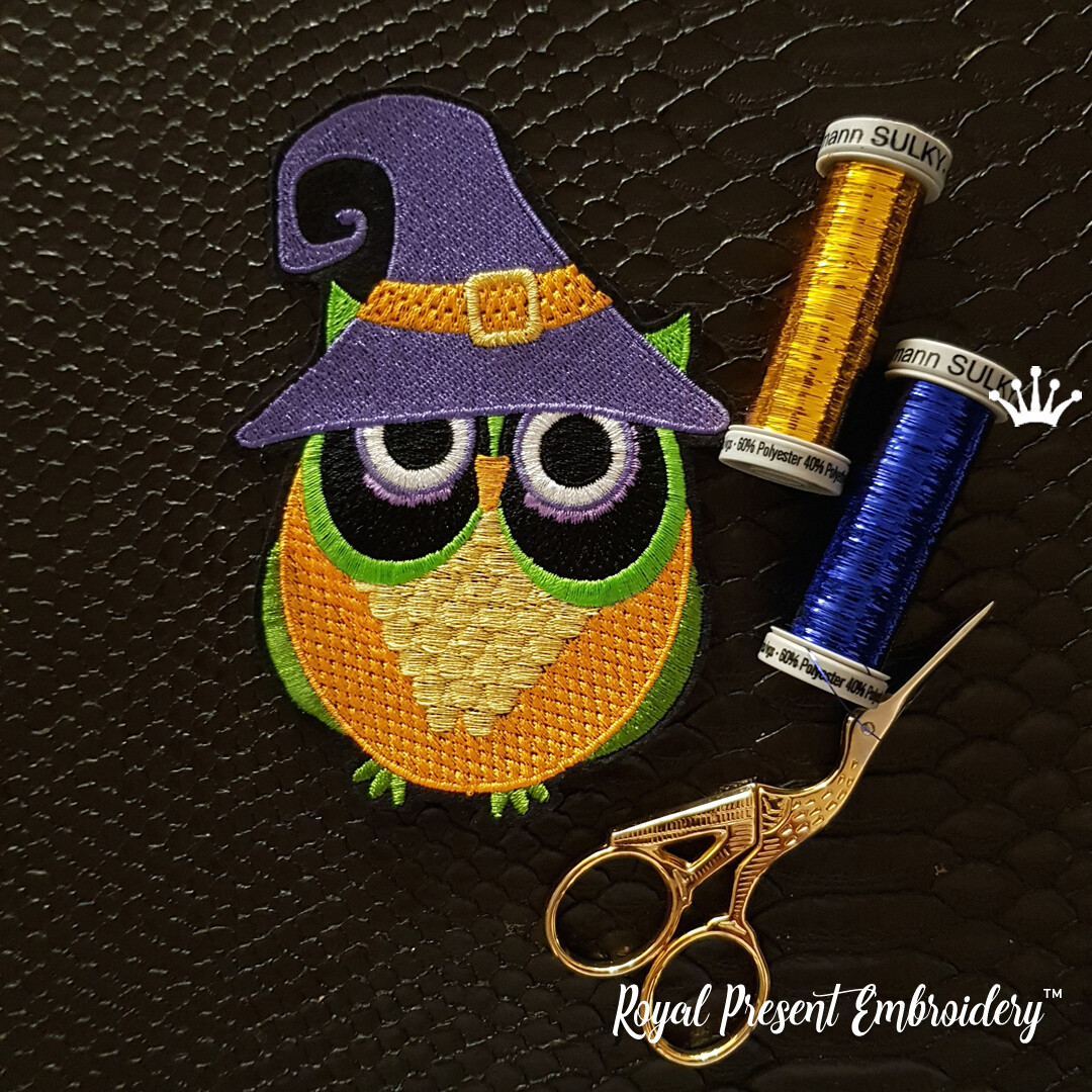 Owl in a witch hat Machine Embroidery Design - 3 sizes
