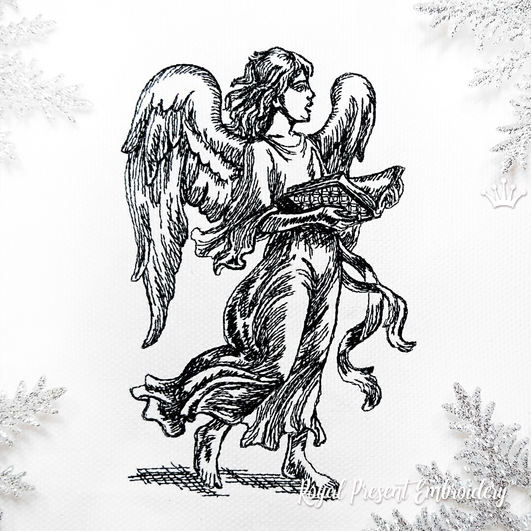 Singing Angel Christmas Machine Embroidery Design