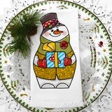 Rustic Snowman with a gift Machine embroidery design - 4 sizes