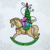 Christmas Rocking Horse with tree Machine Embroidery Design - 4 sizes