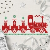 Christmas Train Cross-stitch Free Machine Embroidery Design - 3 sizes