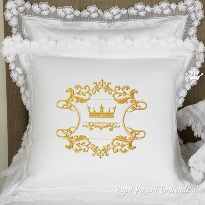 Crown with ornate frame Machine Embroidery Design - 5 sizes