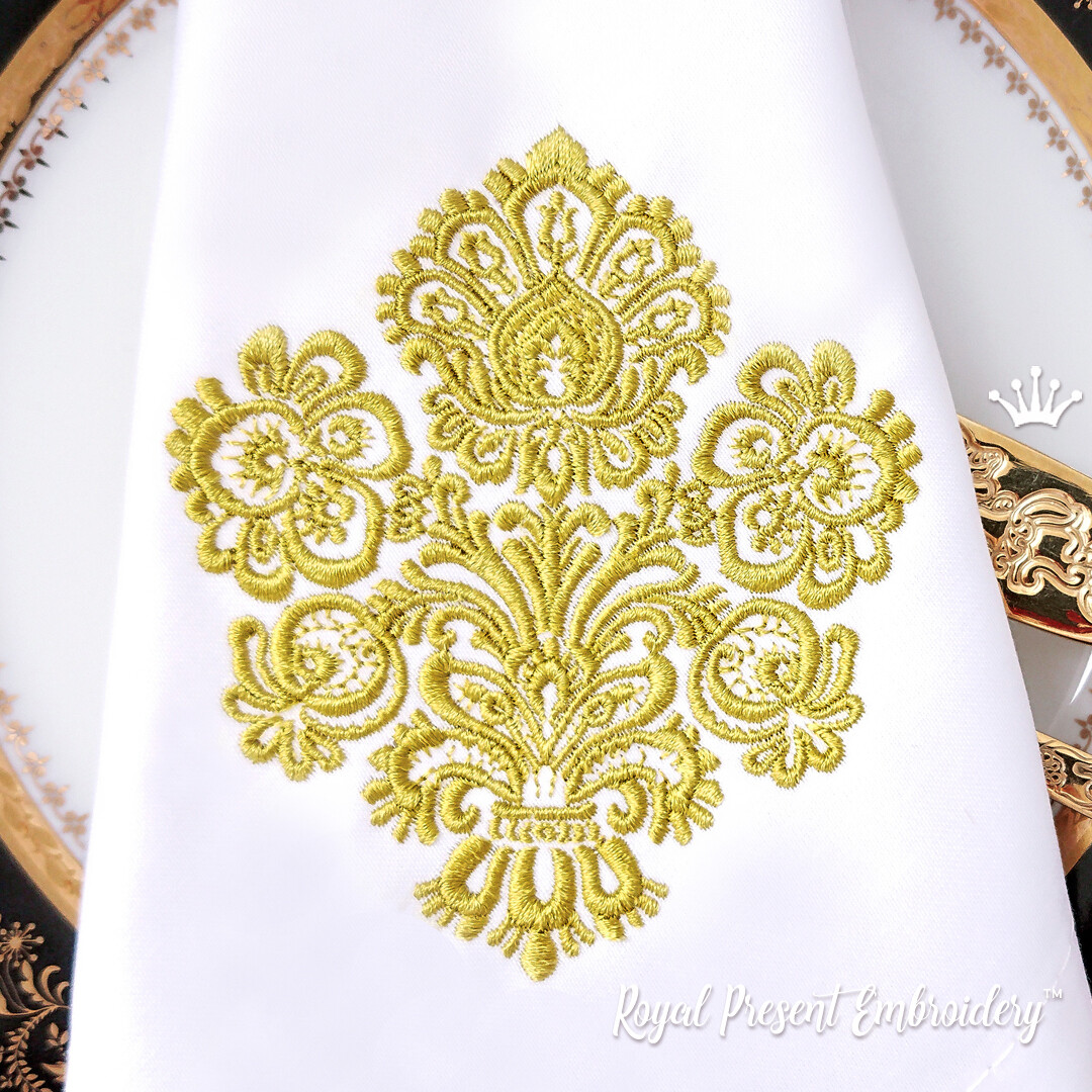 Oriental damask pattern Machine Embroidery Design - 2 sizes