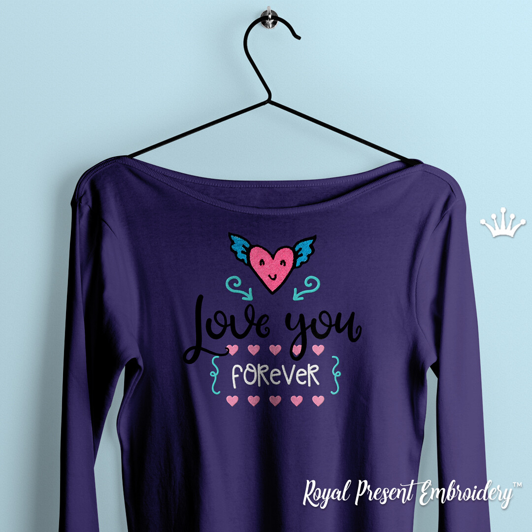 Machine Embroidery Design Love You Forever - 3 sizes