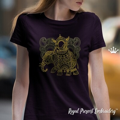 Tribal Elephant Machine Embroidery Design - 3 sizes