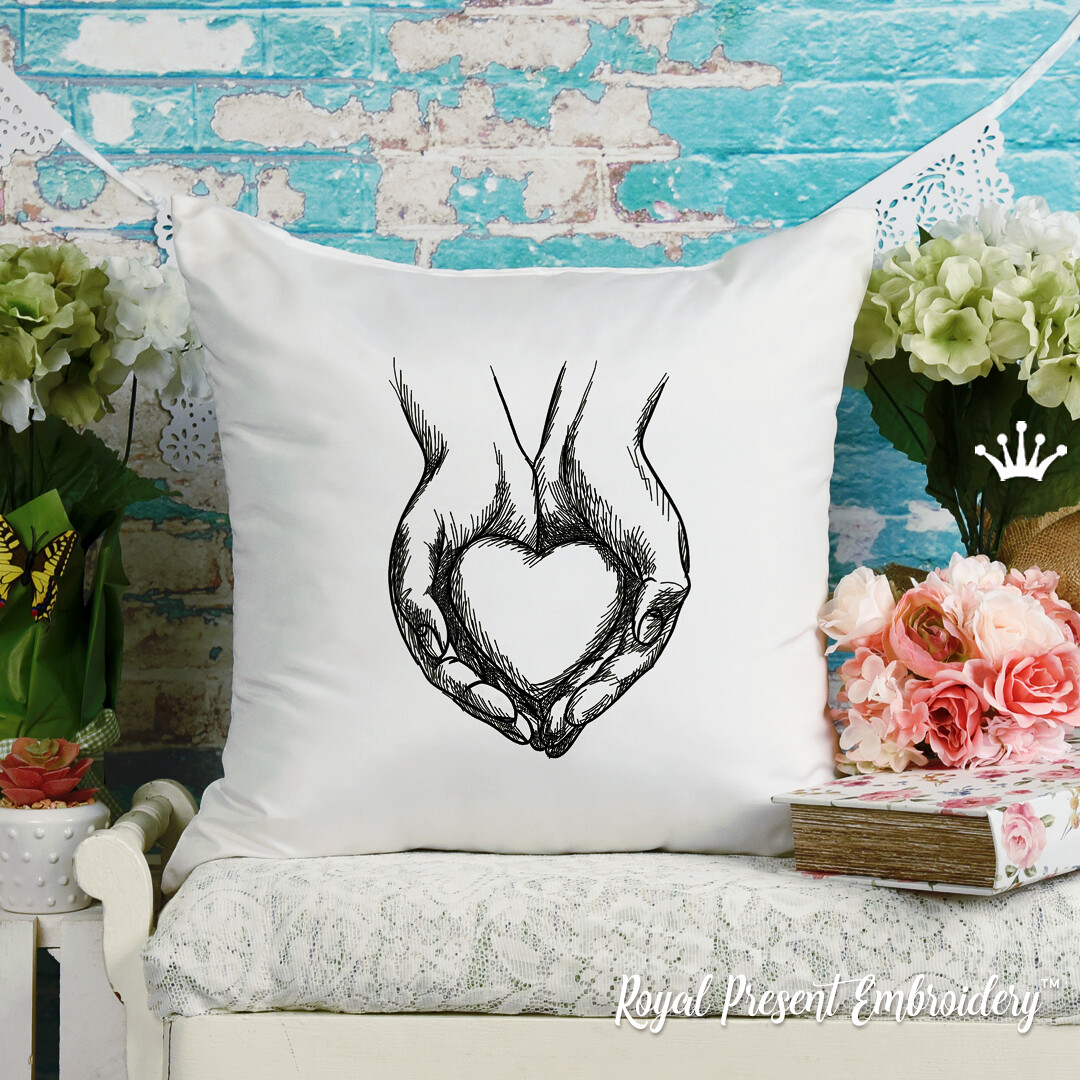 Heart in hands Digital embroidery design - 5 sizes