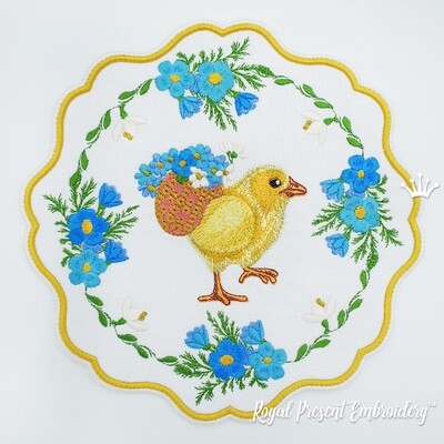 ITH Easter chicken placemat machine embroidery design - 4 sizes