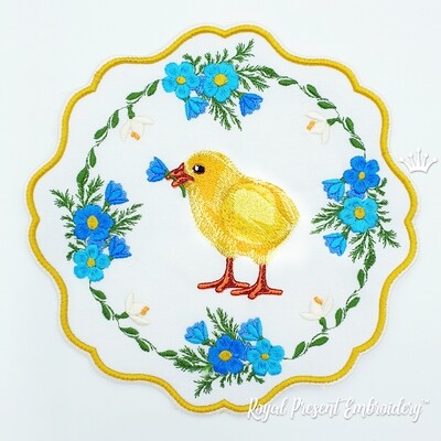 ITH Easter chicken placemat embroidery design - 4 sizes