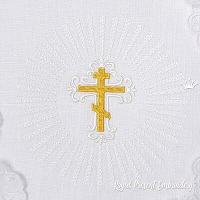 Cross with glow Machine Embroidery Design - 3 sizes