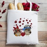 Machine Embroidery Design Two Cute Owls with heart