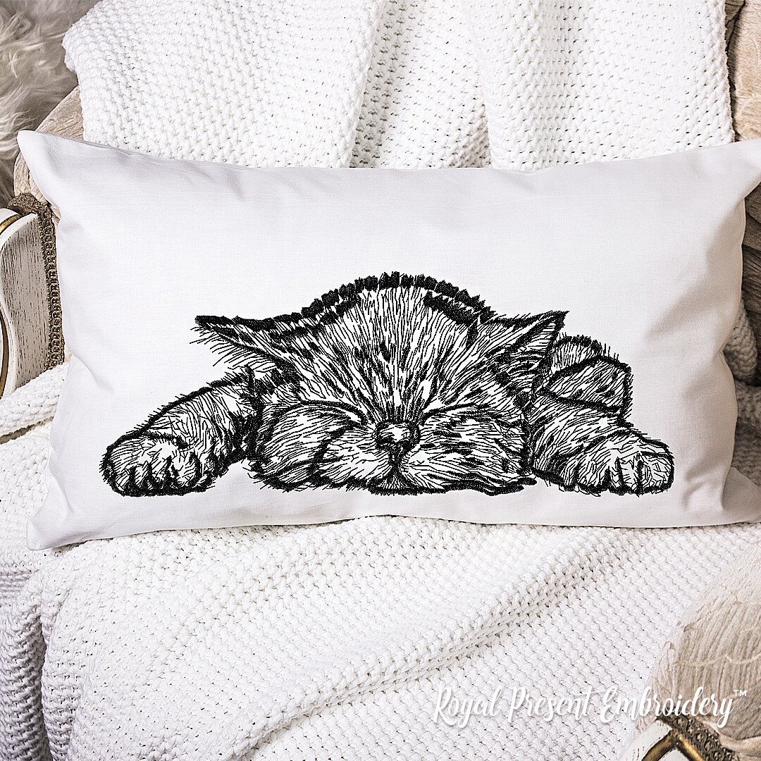 Sweet Dreams Kitten Machine Embroidery Design - 7 sizes