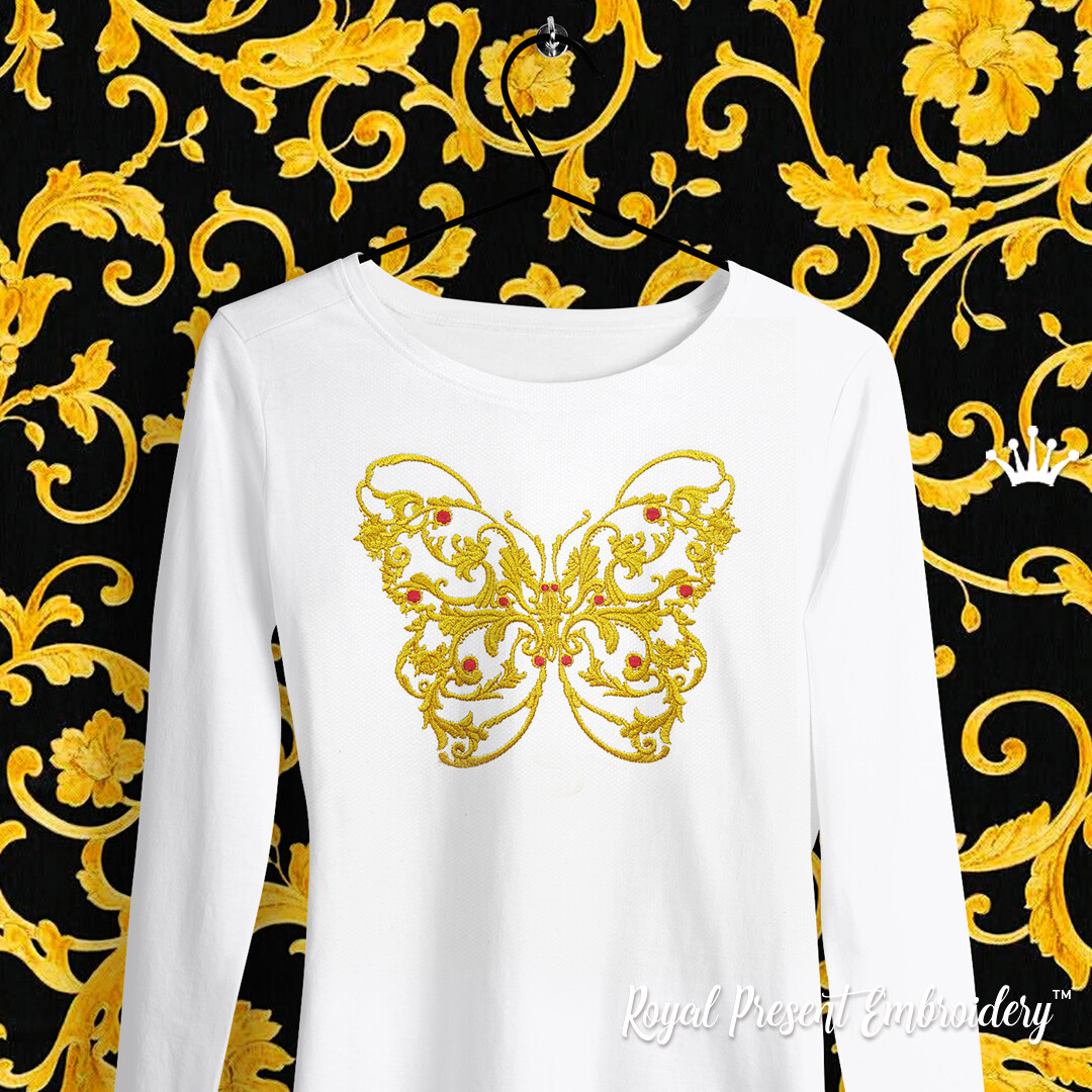 Butterfly Versace style Machine Embroidery Design - 6 sizes
