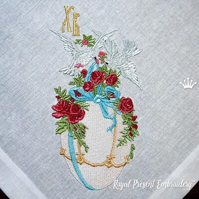 Doves and Easter egg Machine Embroidery Design