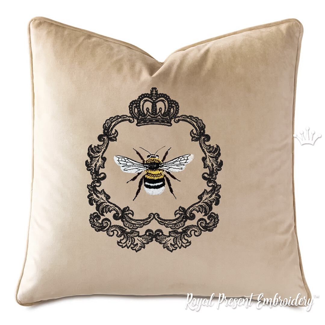 French Machine Embroidery Design Queen Bee - 3 sizes