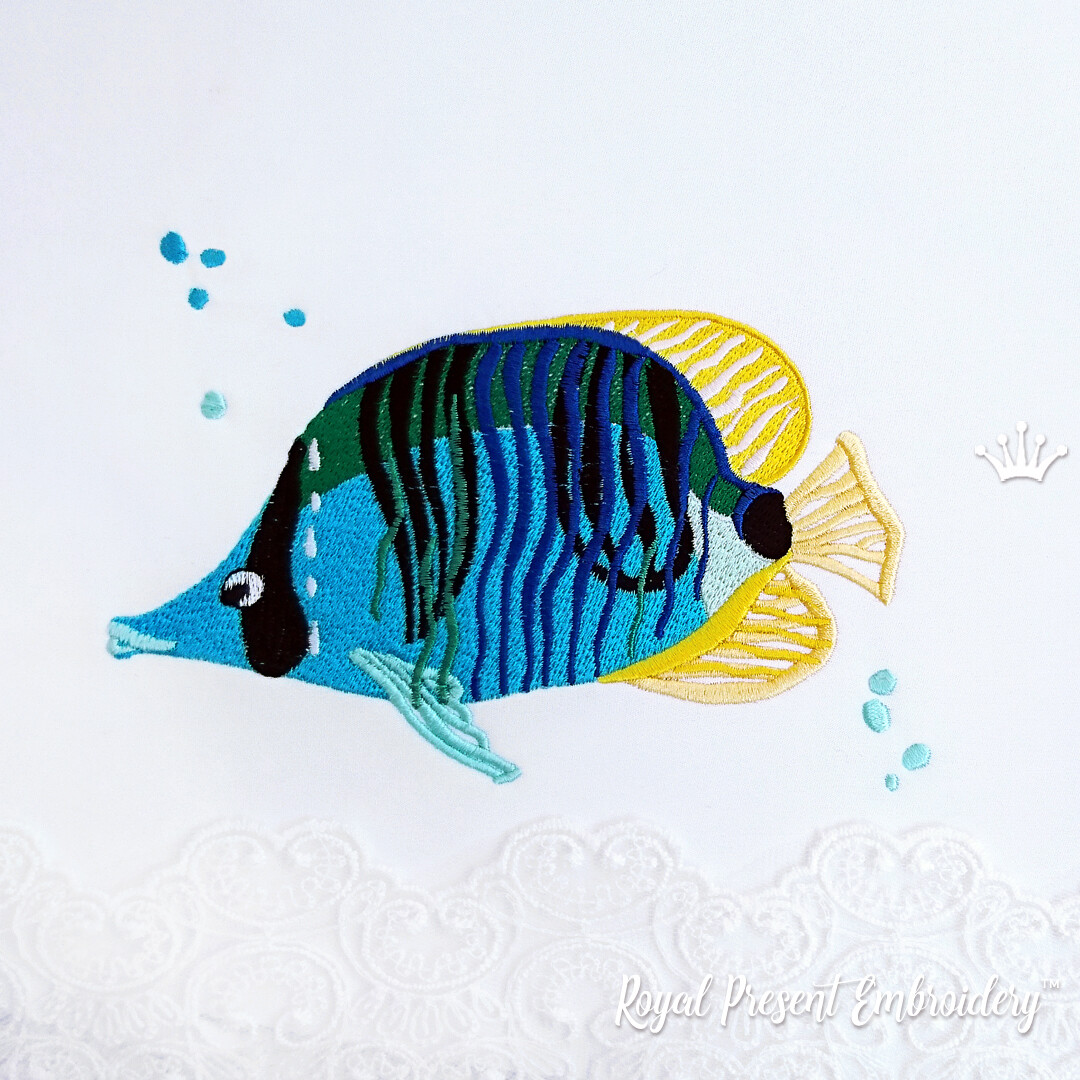 Machine Embroidery Design Tropical fish - 3 sizes