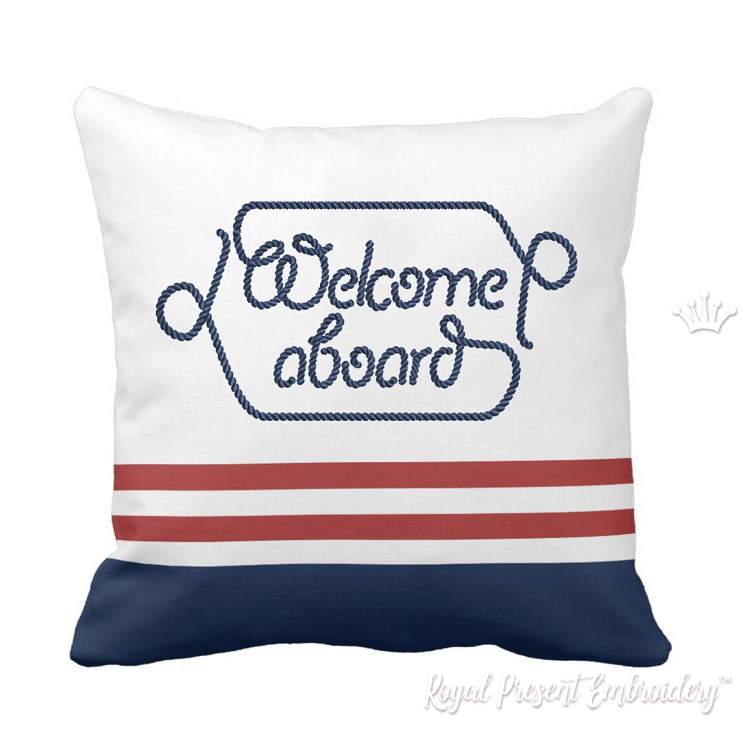 Welcome aboard inscription machine embroidery design - 7 sizes